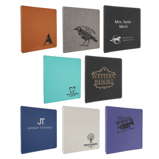ENGRAVABLE LEATHERETTE 3 RING BINDER