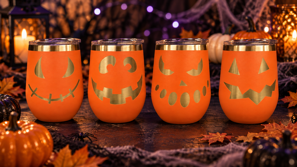 HALLOWEEN JACK-O-LANTERN WINE TUMBLERS SET