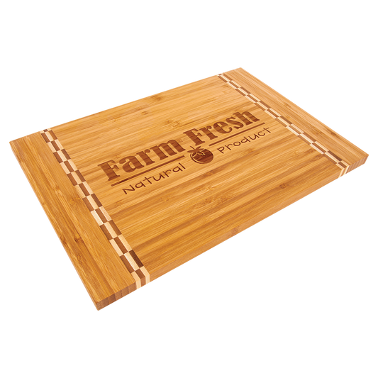 CUSTOMIZABLE Bamboo Cutting Board with Butcher Block Inlay