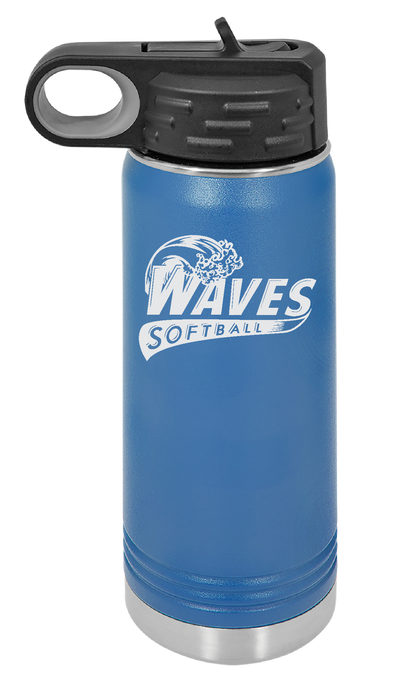 Waves Polar Camel 20 oz.  Water Bottle LASER ENGRAVED 2-SIDED