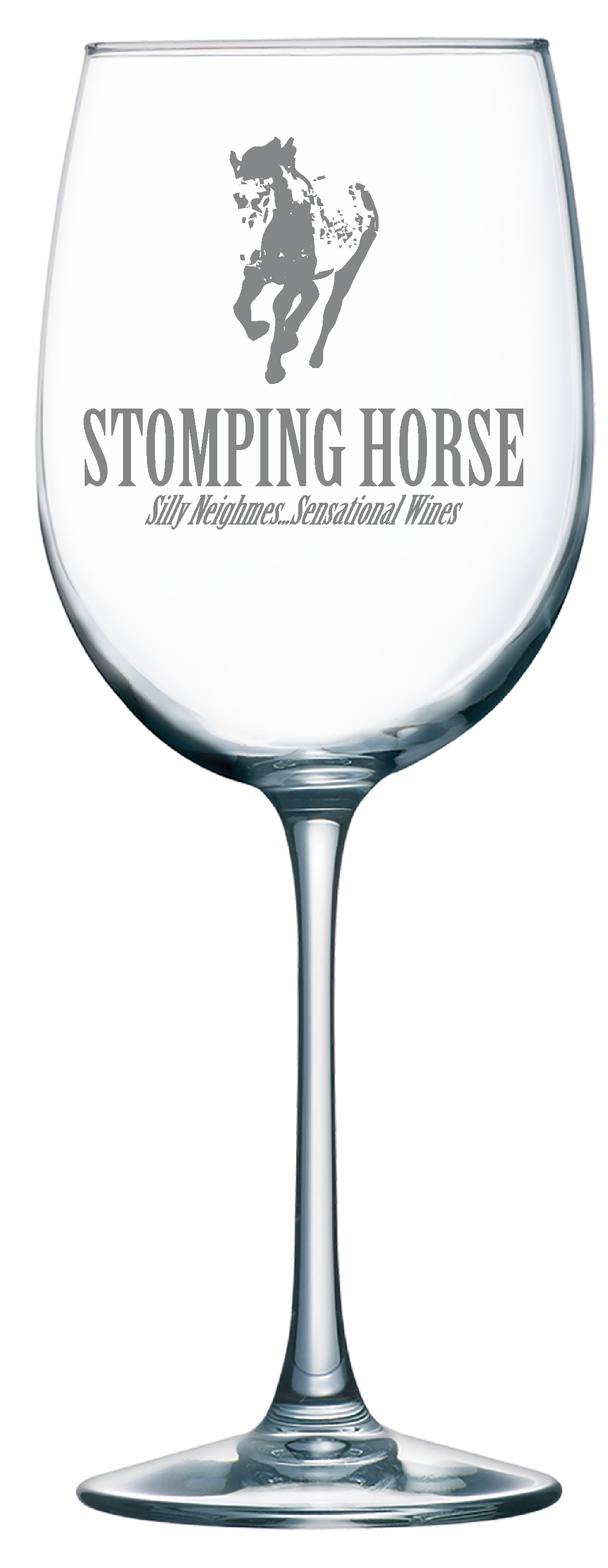 STOMPING HORSE STEMMED WINE GLASS