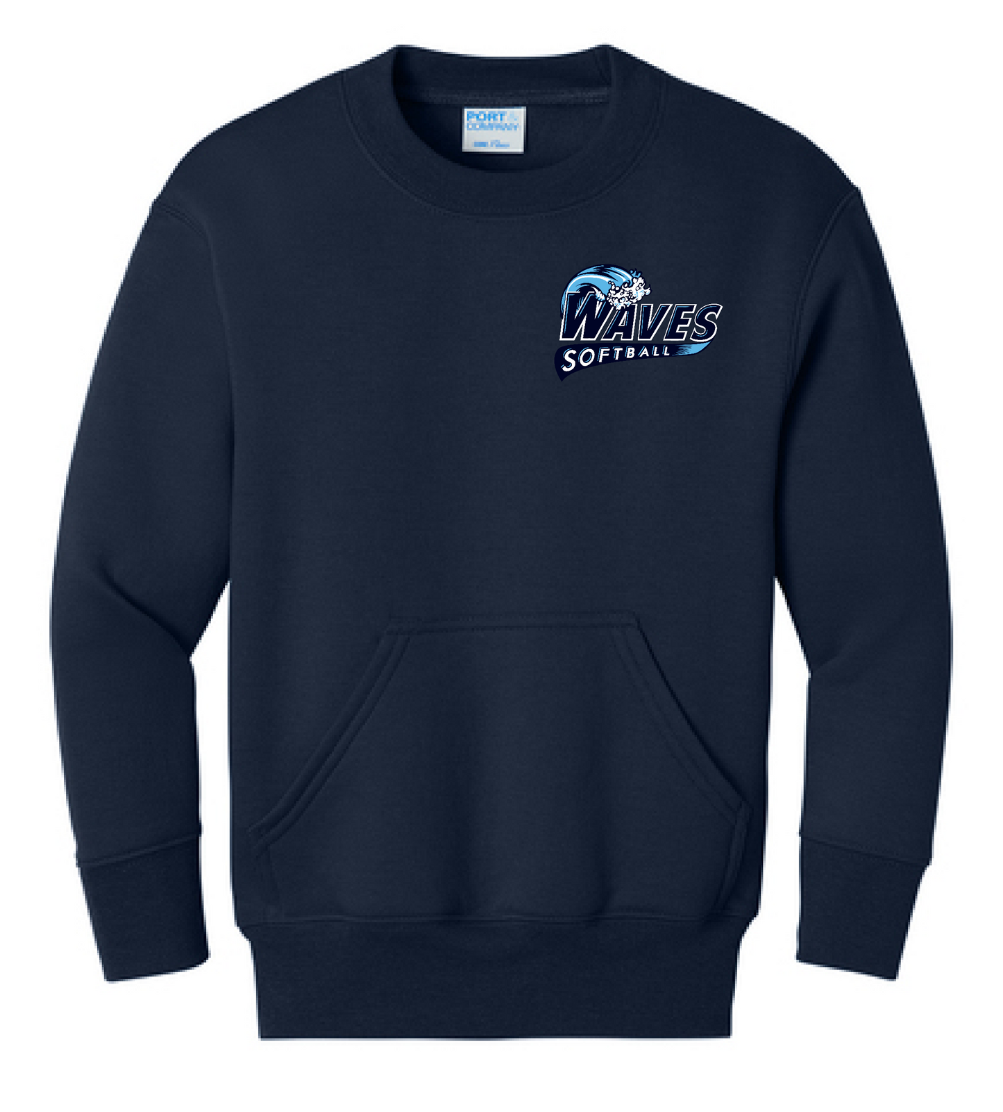 Waves Port & Co™ Youth Core Fleece Crewneck Pocket Sweatshirt