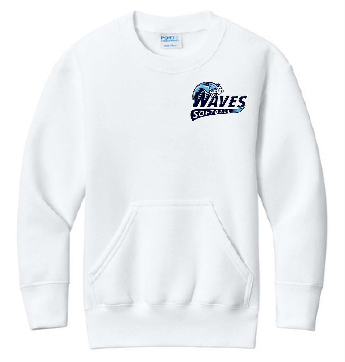 Waves Port & Co™ Youth Core Fleece Crewneck Pocket Sweatshirt